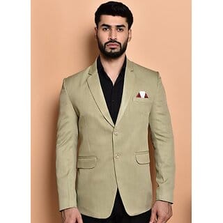 PrintCultr Solid Mandarin Festive & Wedding Men Blazer (Brown)