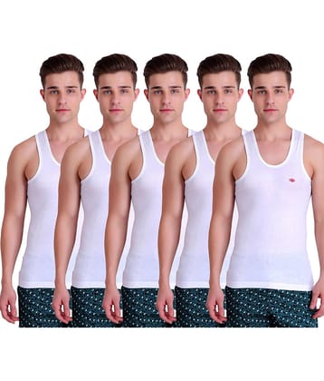 TT Pack of 5 Cotton Sleeveless Vest For Men ( White )