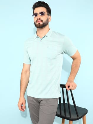 Green Jacquard Polo T-Shirt-M / Green