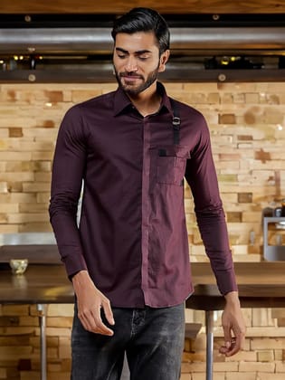 Panel Party Wear Burgundy Shirt-BURGUNDY / XL