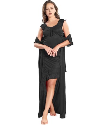 Reposey Satin Nighty & Night Gowns - Black