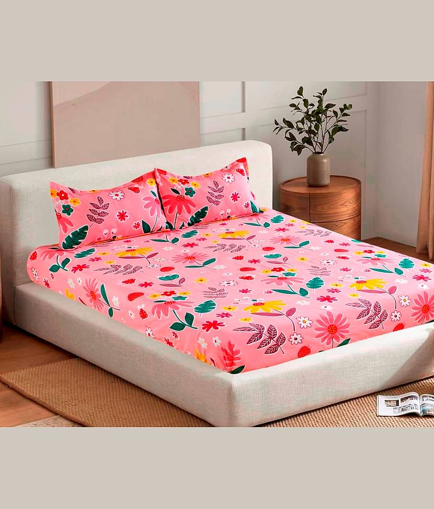 Valtellina Cotton Double Bedsheet ( Pink )