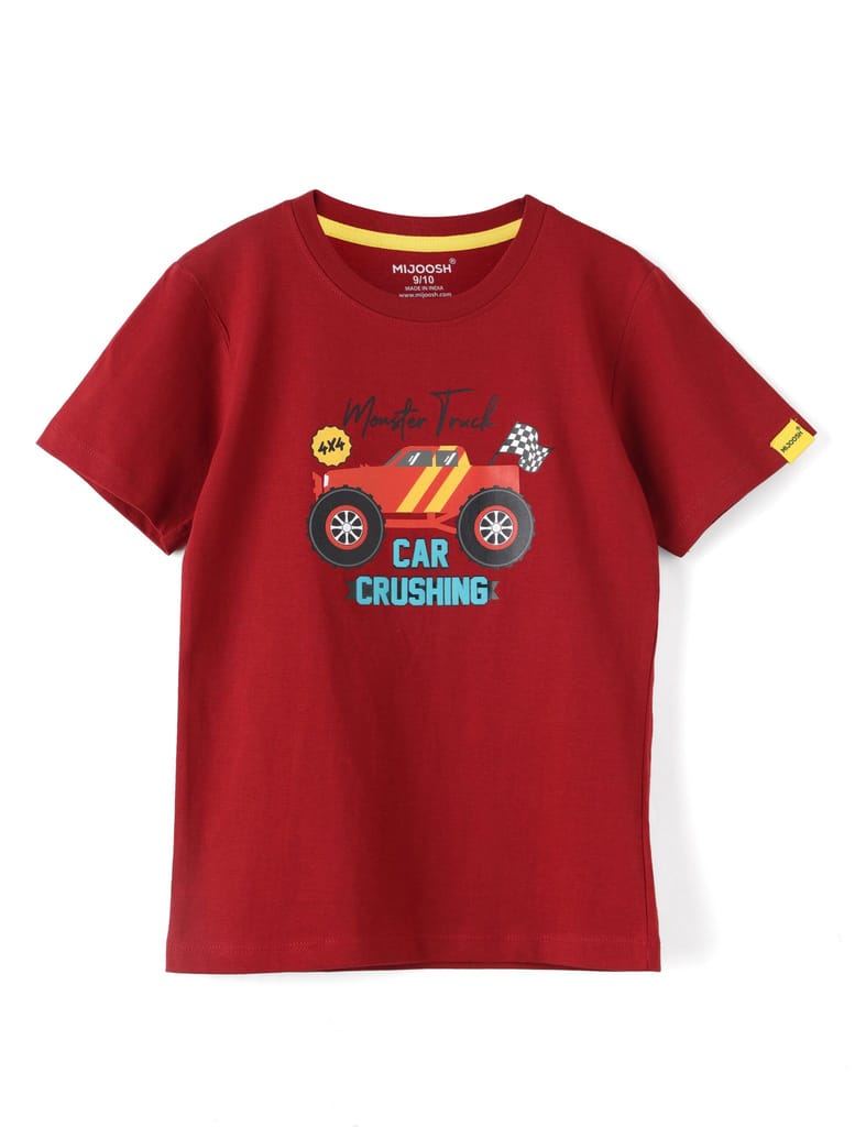 Modern Kids Boys T shirt Cotton Winery Red "Monster Truck" Boys' T-Shirt 2025 at ShopCircuit | O