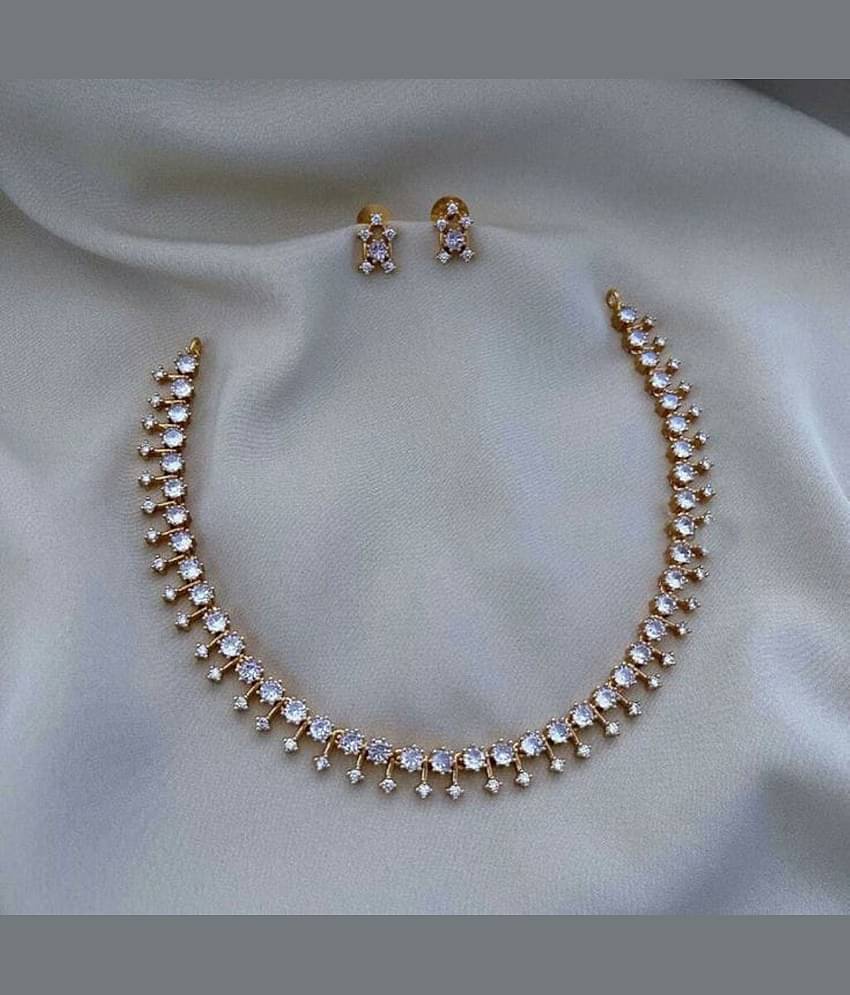 Pamadhya White Copper Necklace Set ( Pack of 1 )