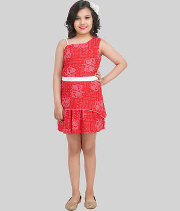 Being Naughty Rayon A-line Dress For Girls ( Pack of 1 , Red )