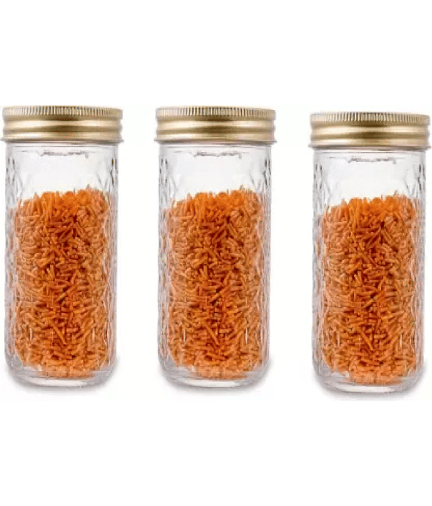 CROCO JAR Glass Gold Spice Container ( Set of 3 )