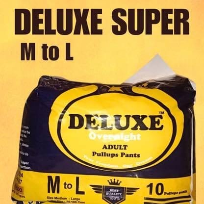 Deluxe Overnight Unisex Adult Pant Diaper, Waist Size 80-120 cm Adult Diapers - L - XL (10 Pieces)