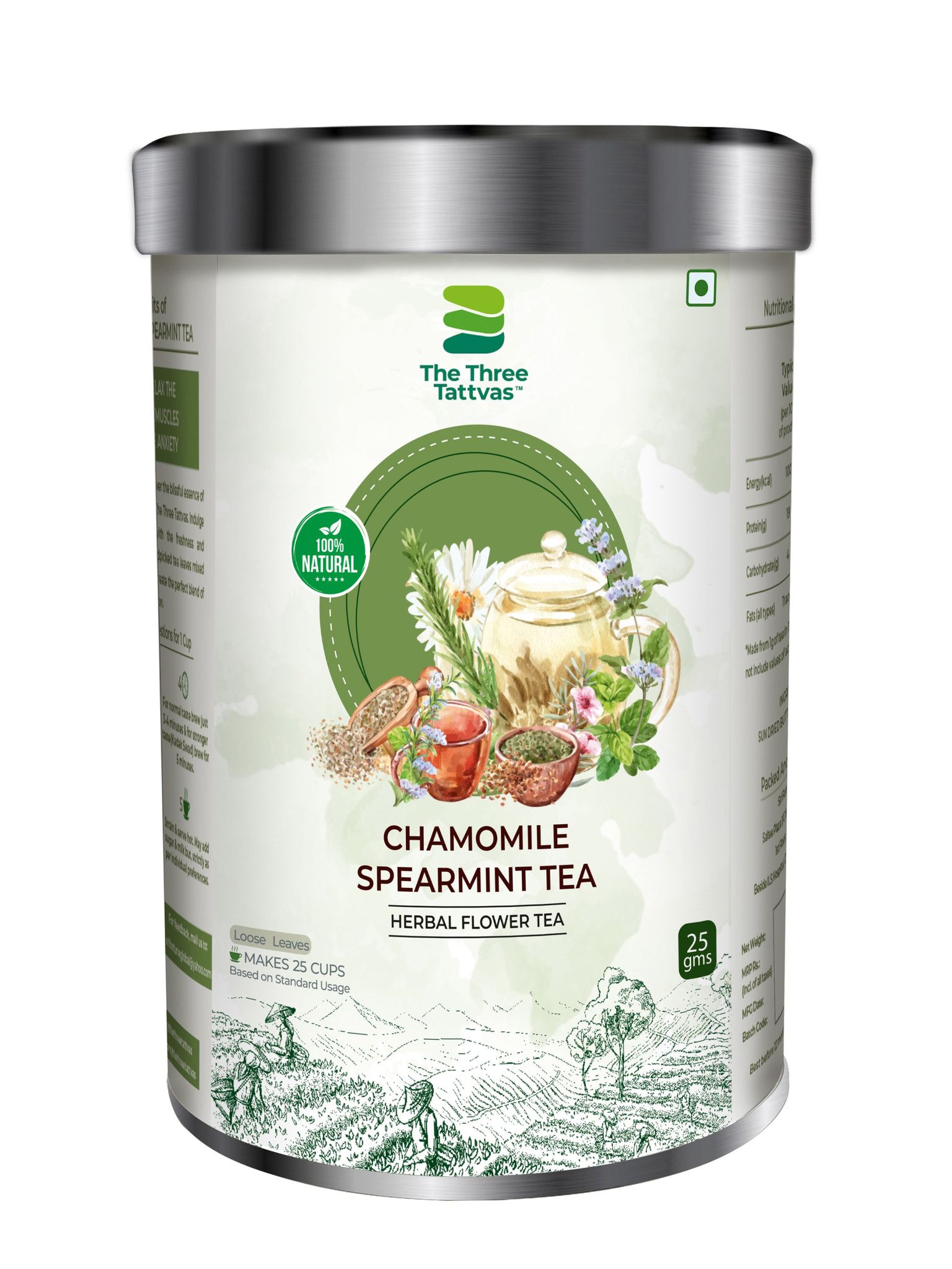 The Three Tattvas Chamomile Spearmint Tea 25gms