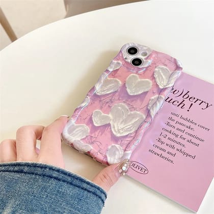 Pink Green Blue Hearts Laser Floral Flowers Holographic iPhone Soft Silicone Case-iPhone 13 / Pink With White Hearts