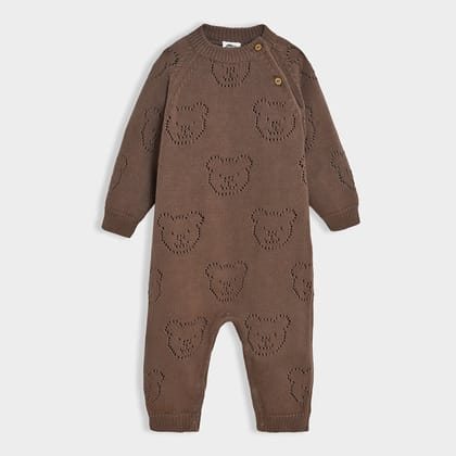 Neutral Love Pointelle Knitted Jumpsuit-0-3 M / Brown