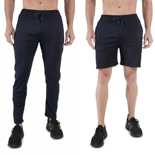 Kwings Mens Lower  Short Combo Pack (Pack of 2) Lycra blend Plain sports wear Bottoms
