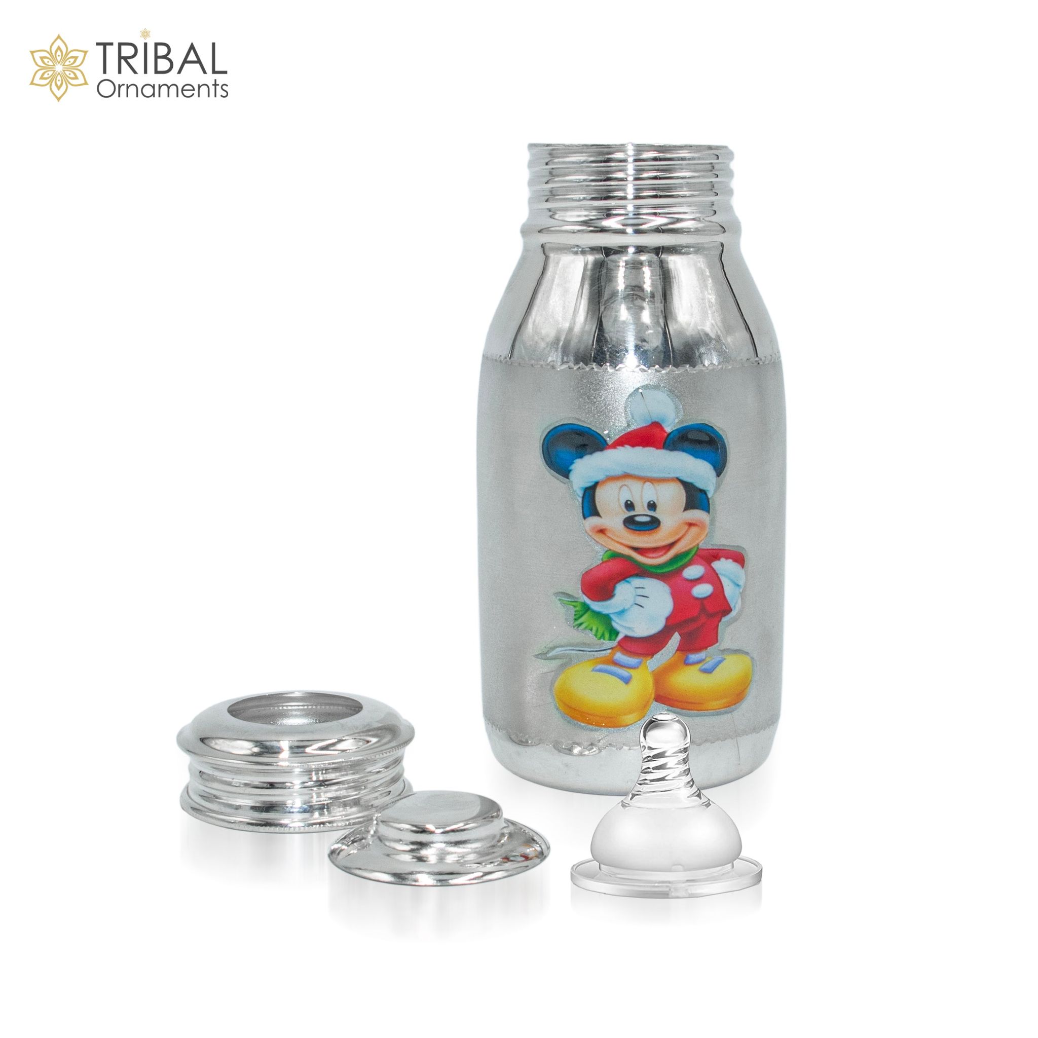925 Sterling silver mickey  mouse cartoon design  baby feeder milk bottle/ baby water bottle/ best kids gifting article sv306