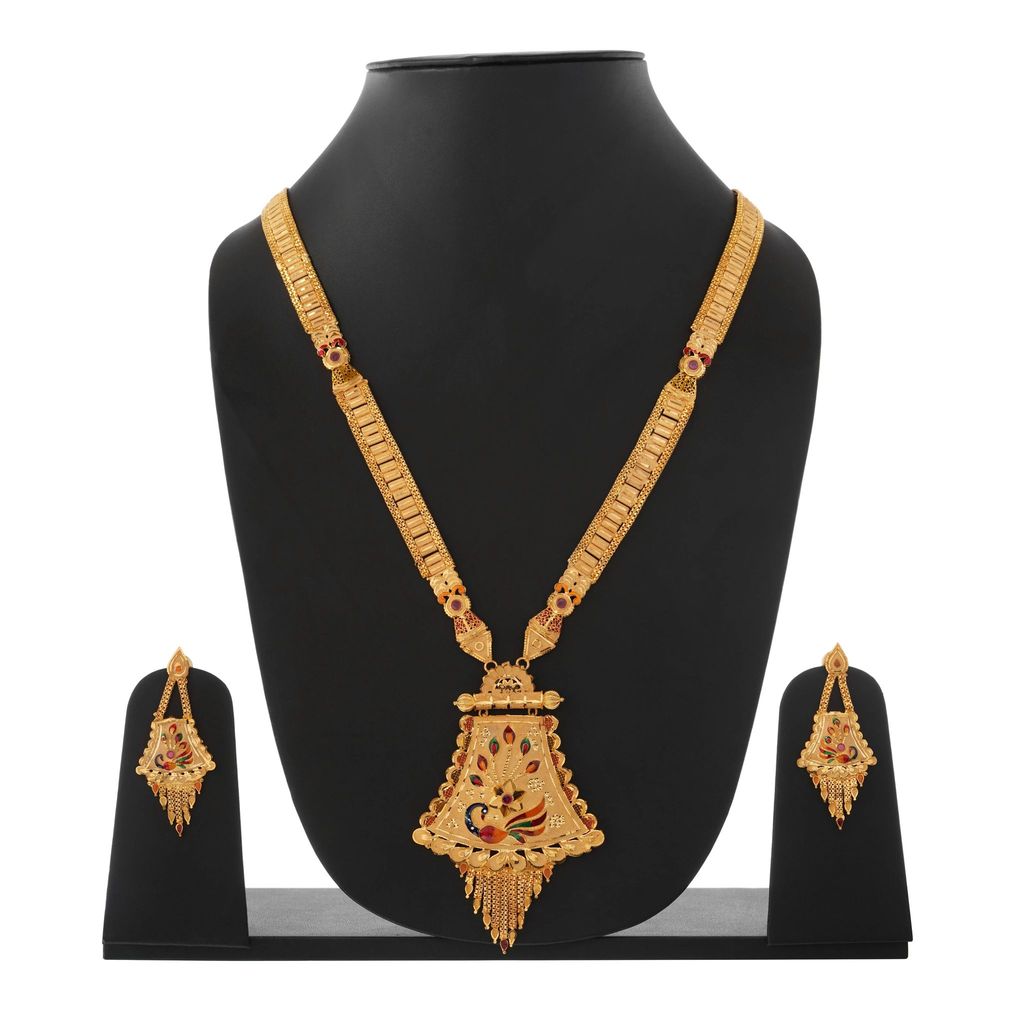 Gold-Plated Peacock Necklace Set with Earrings for Women