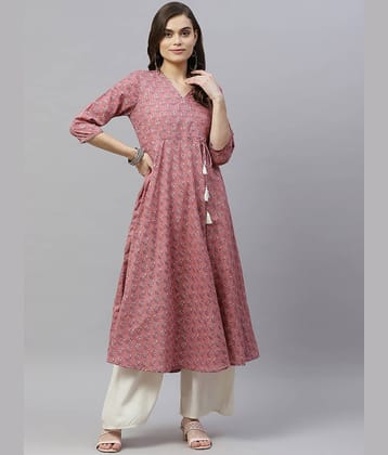 miravan - Pink Cotton Women's Angrakha Kurti ( Pack of 1 )