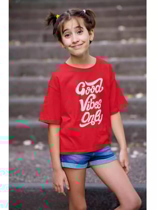 Good vibes only RED Kids - Sukhiaatma Unisex Graphic Printed T-shirt-6-12 Months