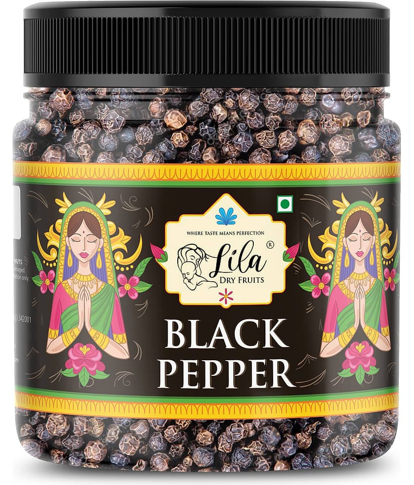 LILA DRY FRUITS Whole Black Pepper Sabut Kali Mirch 100g Jar Fresh & Aromatic