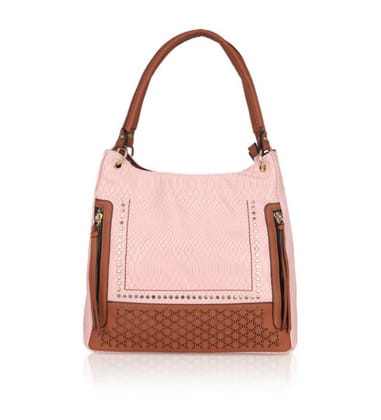 Women's Faux Leather Printed Tote Bag (Pink)
