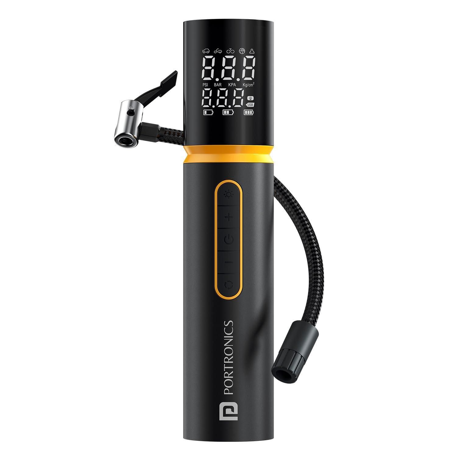 Portronics Vayu 5.0 Rechargeable Tyre Inflator with Fast Inflation (Black)