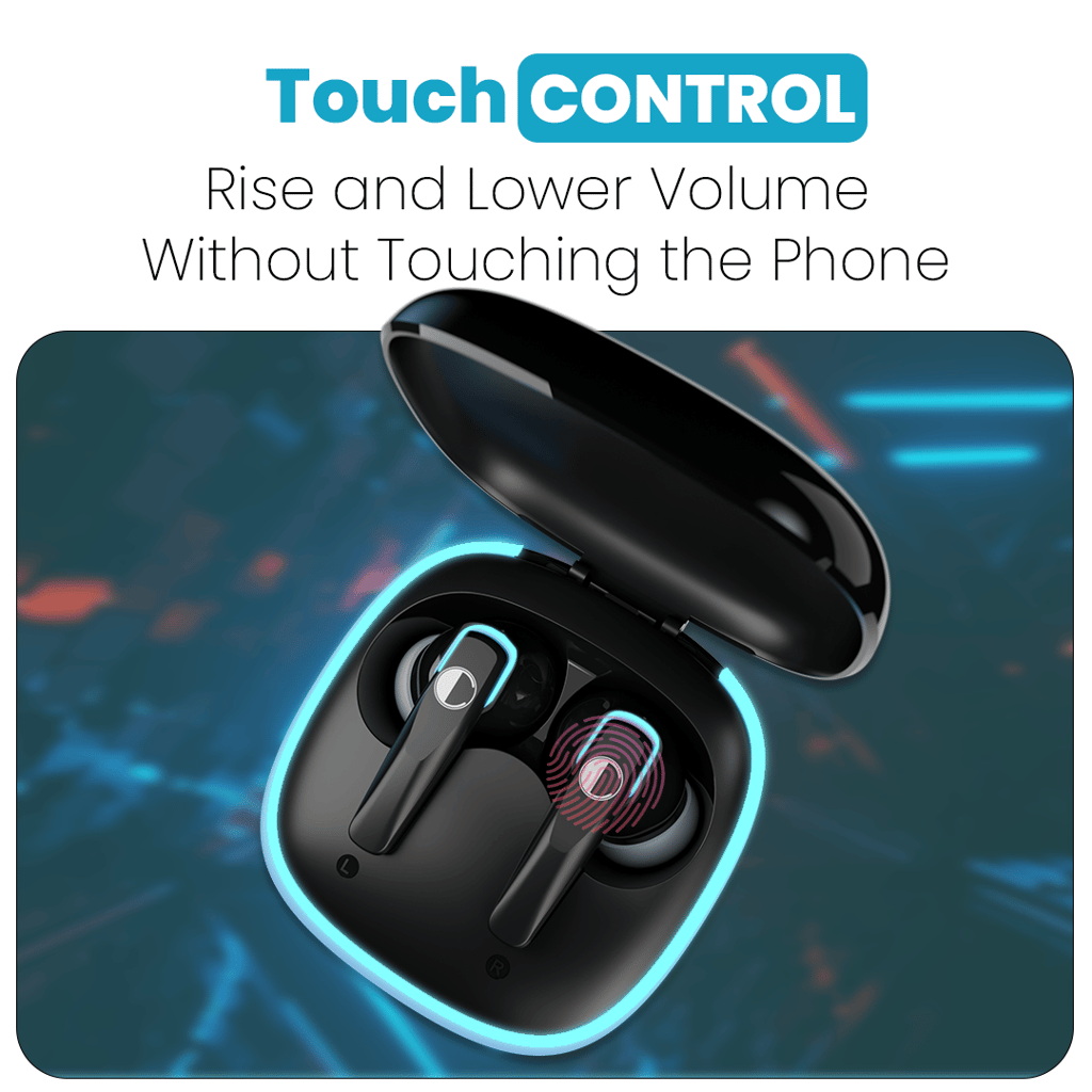 Cellecor BroPods C103 PLAY Quad Mic TWS |35H Playtime, ENC, 5.3v, 50ms Low Latency Gaming Bluetooth-black