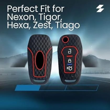 Premium Silicone Car Key Cover  Black, Fits for Bolt, Nexon, Tiago, Tigor, Hexa, Zest  Durable Protection and Stylish Design (Pack of 1).