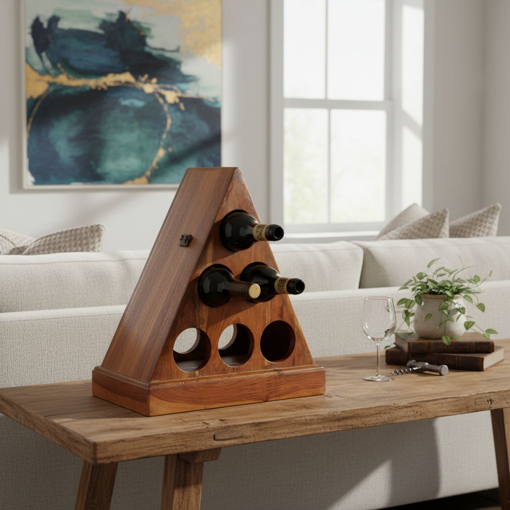 antique bottle rack 「HAND」 Handicraft Table Top Wine Bottle Holder Stand, Wooden Wine Bottle