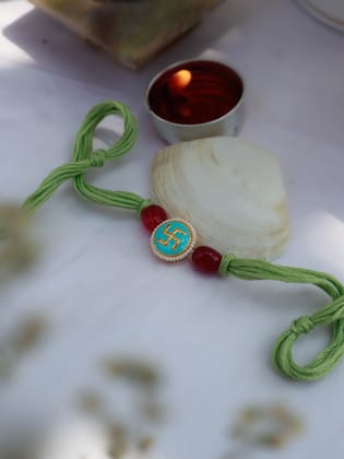 Anish Swastik Rakhi-Turquoise