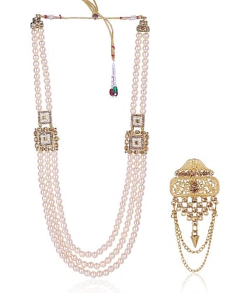 Dulha groom sherwani Necklace/Moti Mala for Men for wedding | Groom Mala and Brooch Set