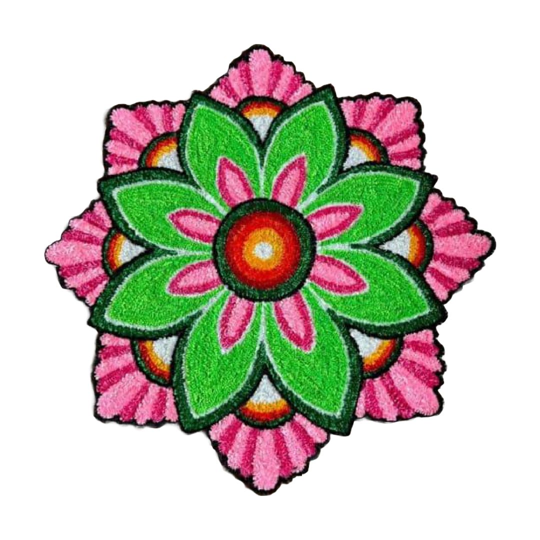 Handcrafted floral Rangoli Art Door-mat 1