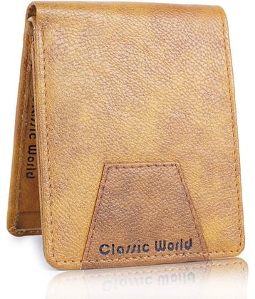 Classic World PU Printed Men's RFID Wallet With 9 Slots For Card ( Tan , Pack of 1 )
