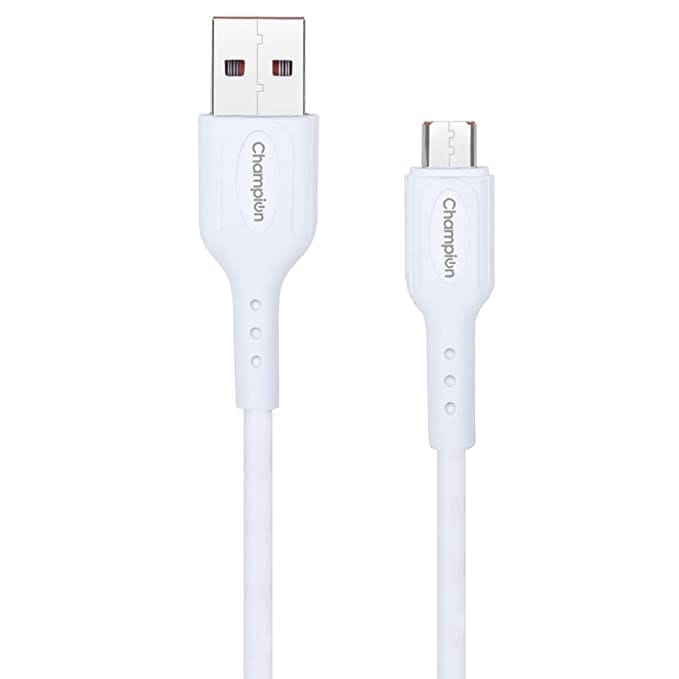 Champion Data Cable Micro PVC 2.4Amp 1Mtr (White)