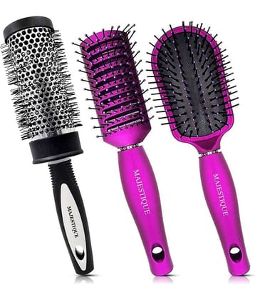 Majestique Blow Dryer Brush for Blow Drying Lightweight Professional Roller Brush for Men - 3 Pcs