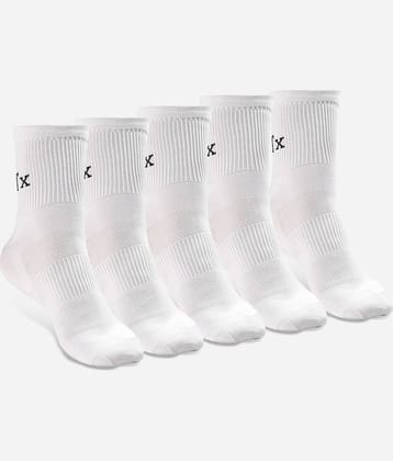 Texlon Nylon Men's Printed White Ankle Length Socks ( Pack of 5 )