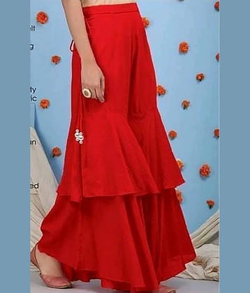 OuterWear Pack of 1 Silk Regular Women's Palazzos ( Red )