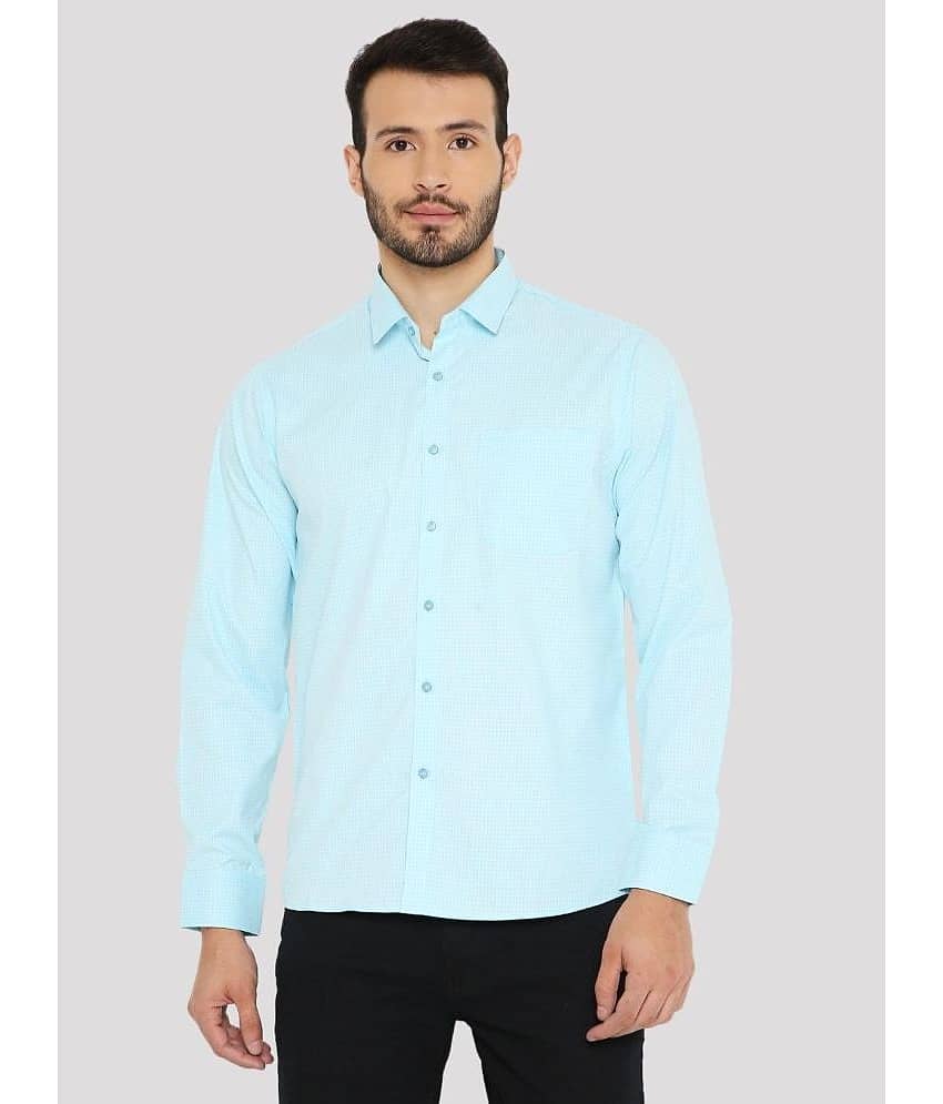 Maharaja Cotton Blend Slim Fit Checks Full Sleeves Men's Casual Shirt - Blue ( Pack of 1 )