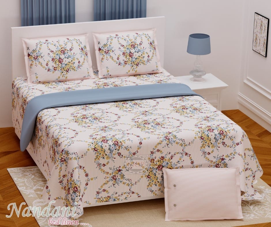 5001-k-Bedsheet Adda- Pure Cotton Double Bedsheet With Two Pillow Cover - Special Offer for Min 2 or More buyer Customer  -DB-(108*108 IN)