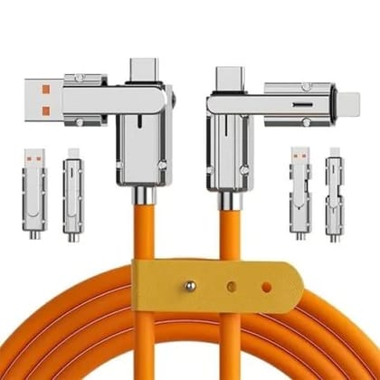 Flymaster 4 in 1 Data Cable| Fast Charging Portable Cord for Travel & Outdoor | Cable & Accessories with USB Type  C, iOS Charges Cable & USB Port | Multi Charger Type-C Retractable USB Cable (Pack of 1)