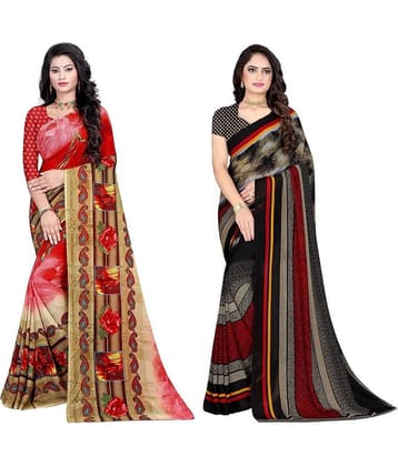 LEELAVATI Georgette Printed Saree With Unstitched Blouse Piece ( Multicolor )
