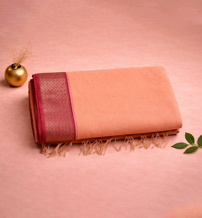 Traditional Handloom Maheshwari Silk-Blend Saree