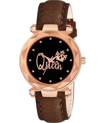 EMPERO Leather Round Womens Watch