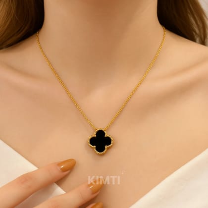 2 in 1 Black and White Anti Tarnish Flower Necklace