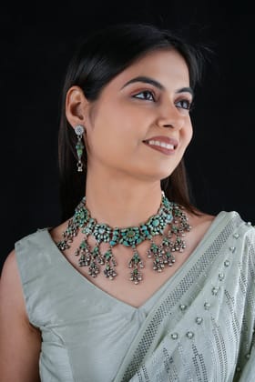 Handcrafted Vintage Style Turquoise Silver Set