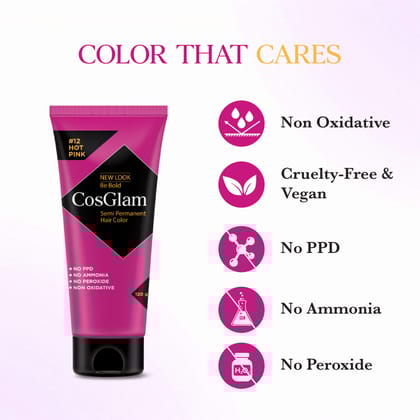 COSGLAM Semi Permanent Hair Color Hot Pink 120g and Hair Highlighter Kit 115g, Highlights Hair Dye