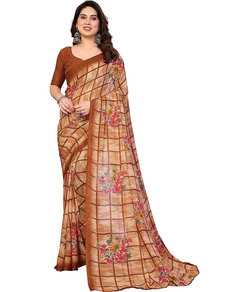 Kashvi Sarees Georgette Printed Regular Saree With Unstitched Blouse Piece ( Green )