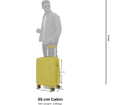 Yellow 55 cm Cabin Suitcase - Lightweight & Durable