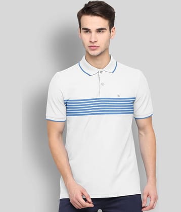 BULLMER Pack of 1 Cotton Blend Regular Fit Striped Half Sleeves Men's Polo T Shirt ( White )