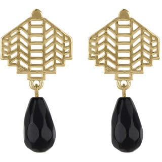 Brass Filigree Single Penta Drop Earrings for Girls Brass Material Earrings for Women's Fashion Jewellery for Party