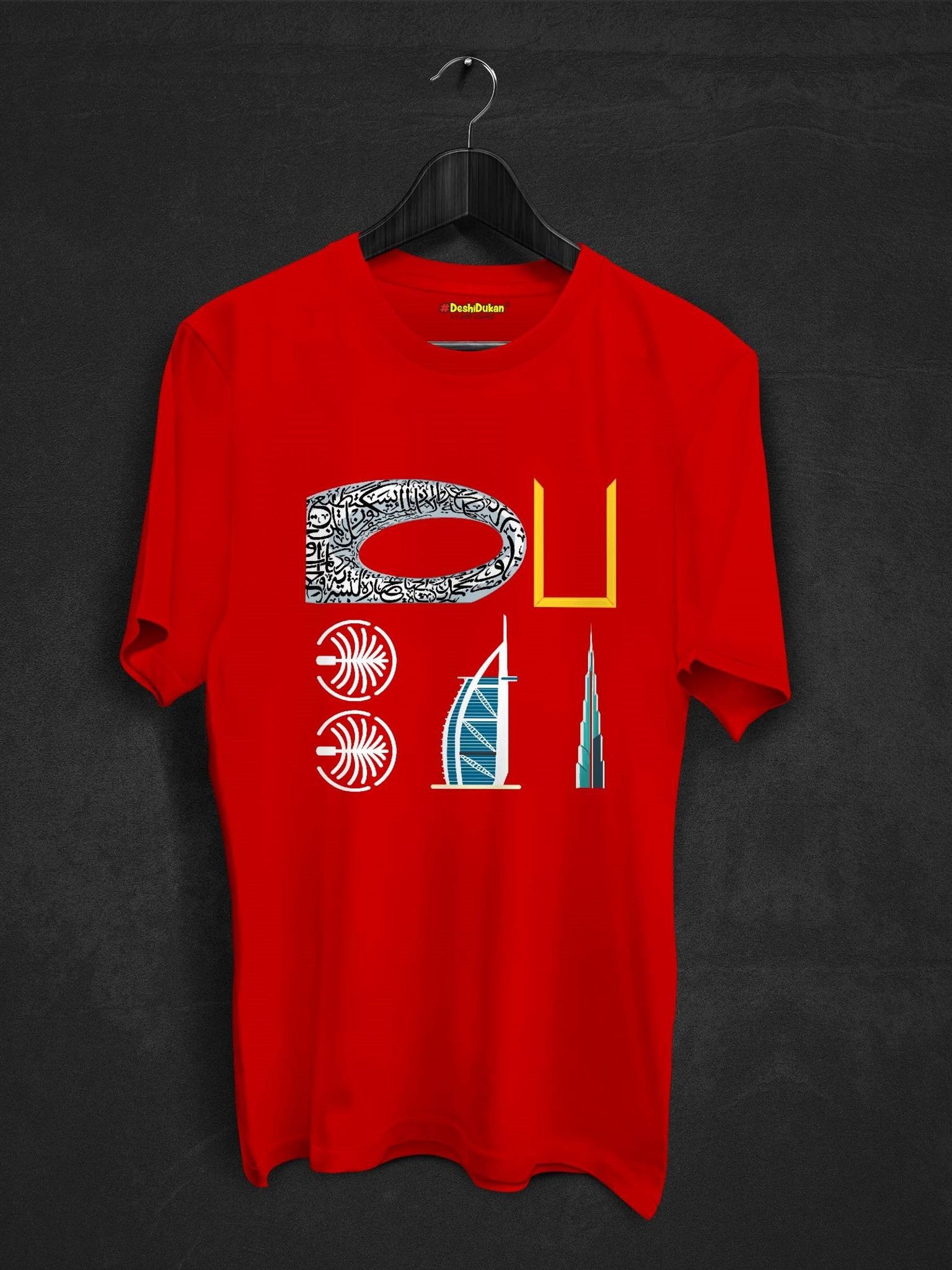 Famous Building in Dubai T-shirt-Red / XS