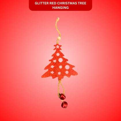 Christmas Tree Ornaments - Glitter Red Christmas Tree Hanging Decoration - 1PC
