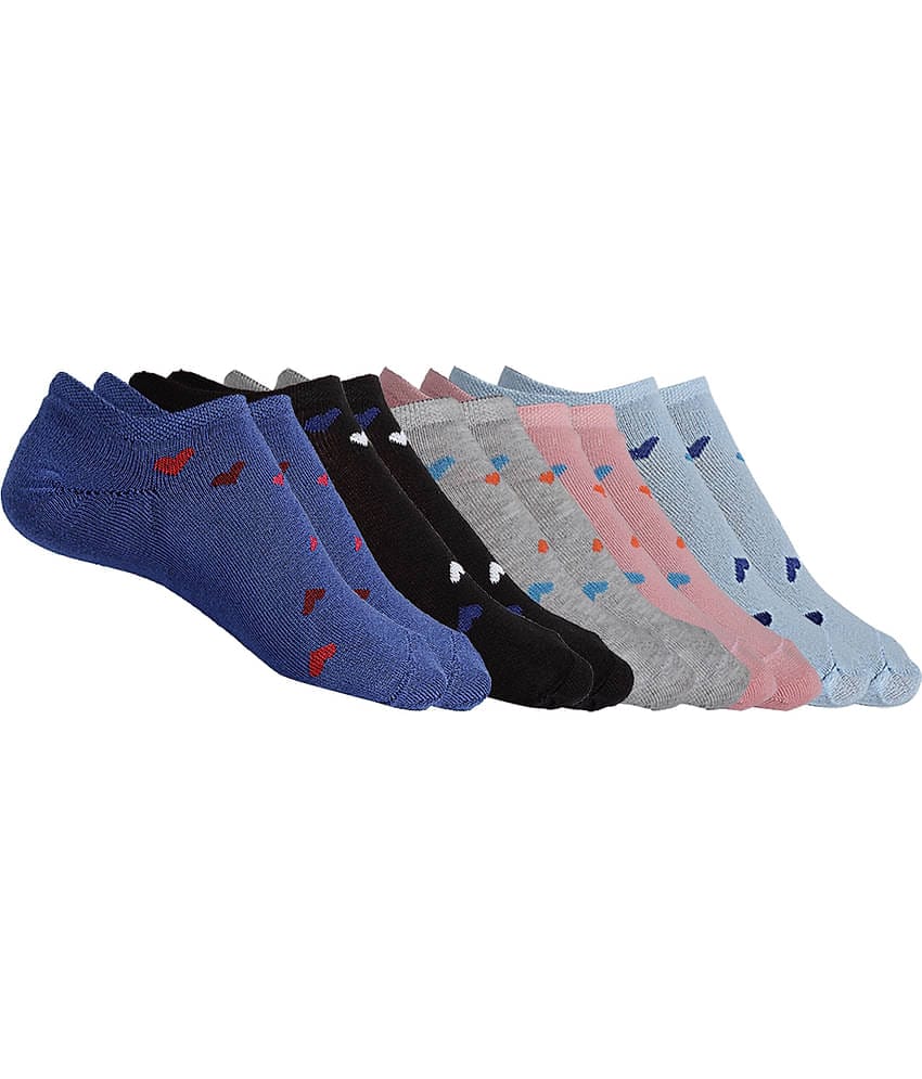 Texlon - Multicolor Cotton Women's No Show Socks ( Pack of 5 )