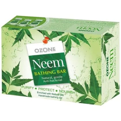 Ozone Neem Bathing Bar - Natural, Gentle, Anti-Bacterial, Purifies & Nourishes Skin, 125 gm